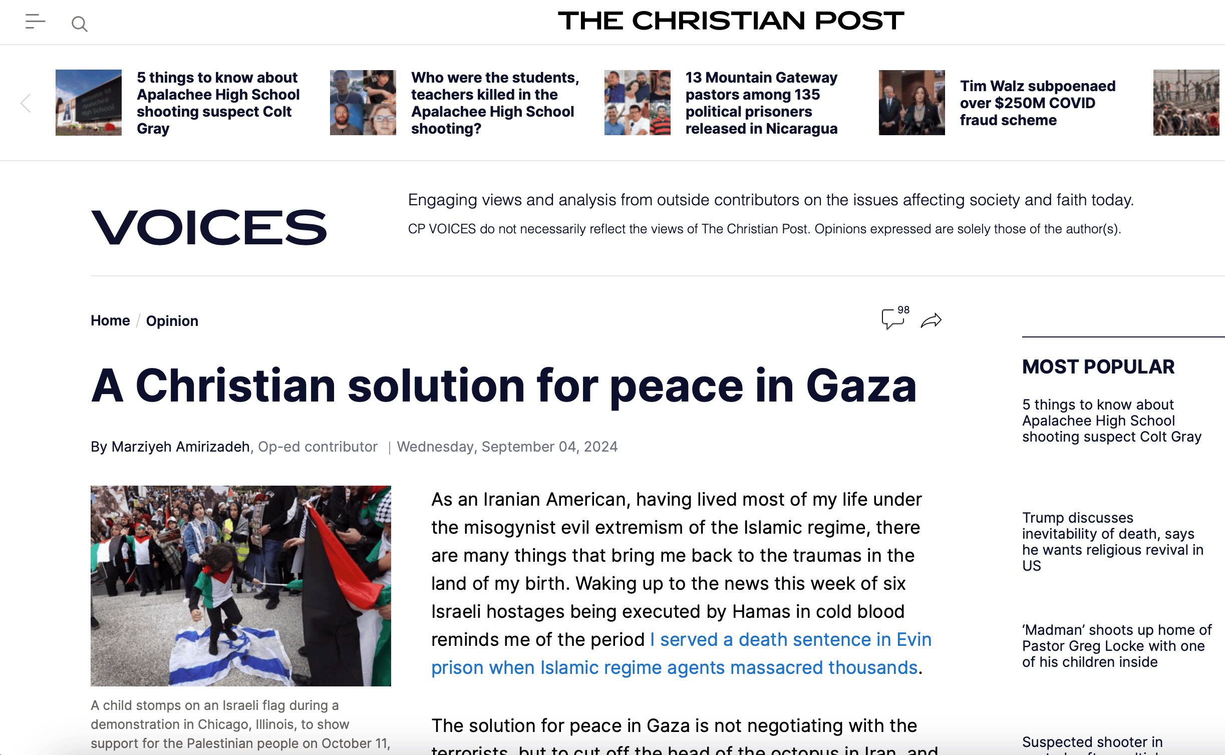 A Christian solution for peace in Gaza