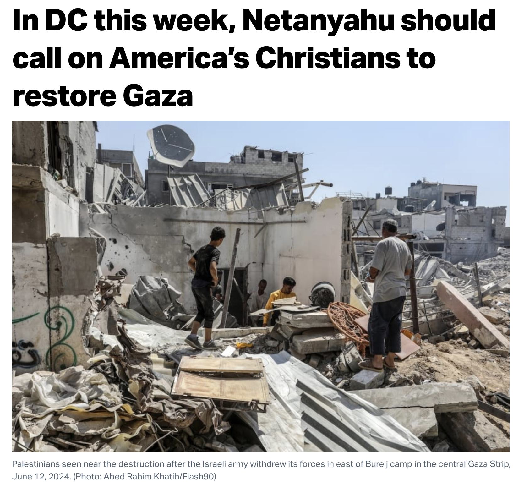 AllIsrael: In DC this week, Netanyahu should call on America’s Christians to restore Gaza