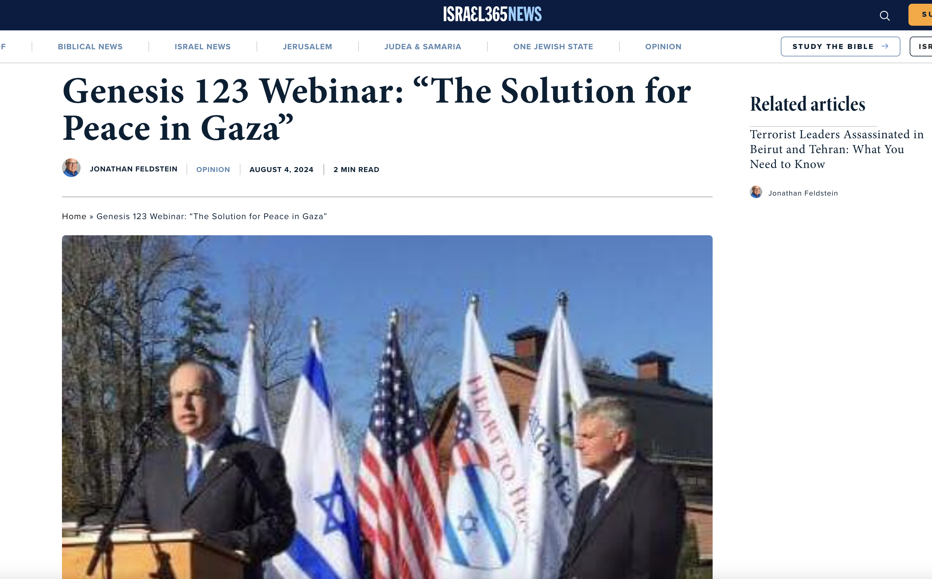 Genesis 123 Webinar: “The Solution for Peace in Gaza”